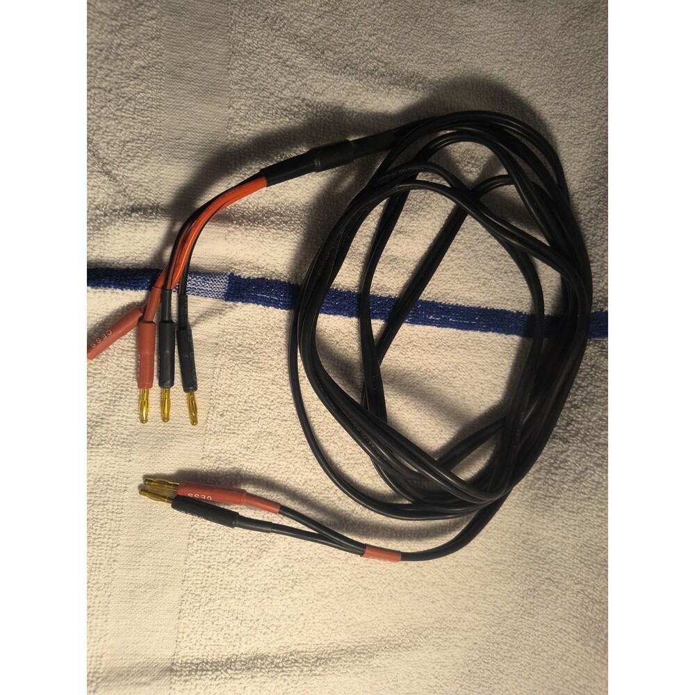 Single Bi-Wire Speaker Cable with Banana Plugs - 2-to-4 Gold Connector Audio Wir
